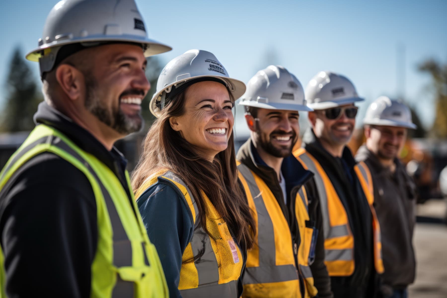 Tradies gathered on an active construction slab